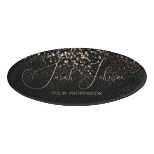Golden Rain Black Personalized Name Tag