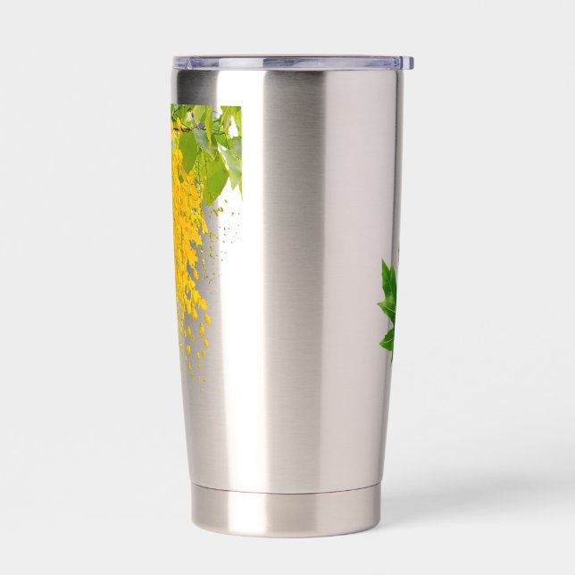 Golden Rain Cascade of Sunlight When Gold Falls Pe Insulated Tumbler (Left)