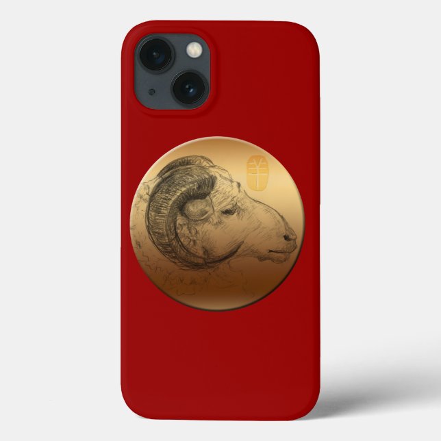 Golden Ram Chinese Astrology Sign Case-Mate iPhone Case (Back)