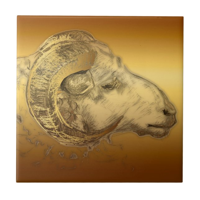 Golden Ram - Chinese New Year 2015 - Tile (Front)
