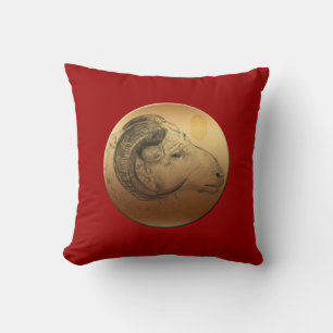Golden Ram Chinese New Year of the Sheep Pillow