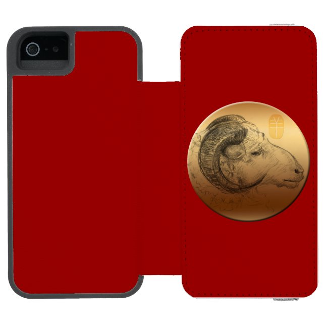 Golden Ram or Aries - Chinese + Western Astrolgy Incipio iPhone Wallet Case (Folio Open)