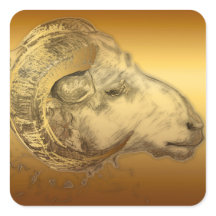Golden Ram Year Chinese Zodiac Aries Square Stick