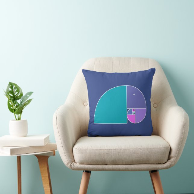 Golden Ratio Elephant - Fibonacci Spiral 3 Throw Pillow (Chair)