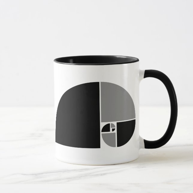 Golden Ratio, Fibonacci Spiral Mug (Right)