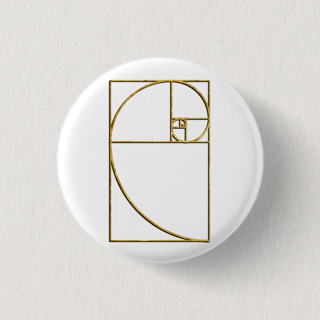Golden Ratio Sacred Fibonacci Spiral 1 Inch Round Button (Front)