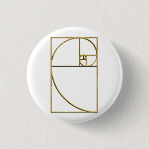 Golden Ratio Sacred Fibonacci Spiral 1 Inch Round Button