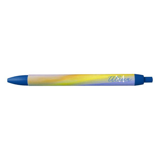 Golden Ray Modern Abstract Art Blue Ink Pen (Front)
