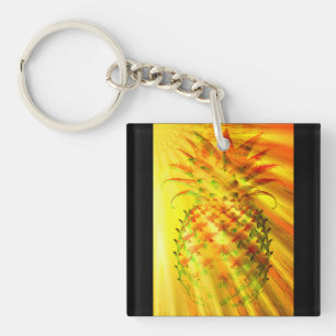 Golden Rays Passing Through A Large Pineapple Keychain