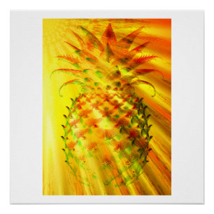 Golden Rays Passing Through A Large Pineapple Poster