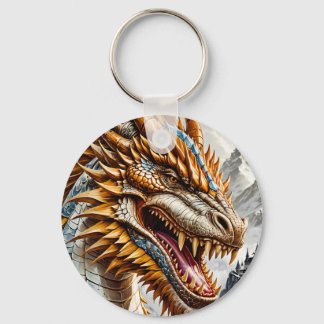 Golden Realistic Dragon Keychain