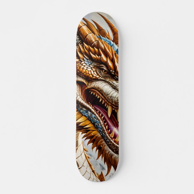 Golden Realistic Dragon Poster Skateboard (Front)