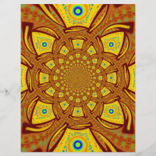 Golden Red African Mandala traditional colours Art