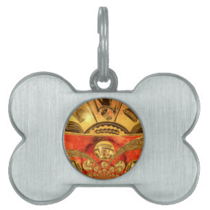 Golden red African traditional art Pet Tag