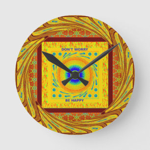 Golden Red African Traditional Colour Round Clock
