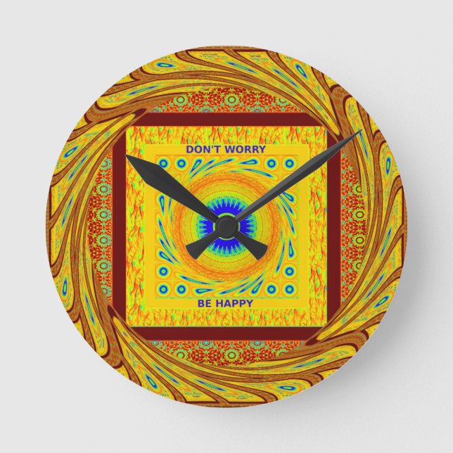 Golden Red African Traditional Colour Round Clock (Front)