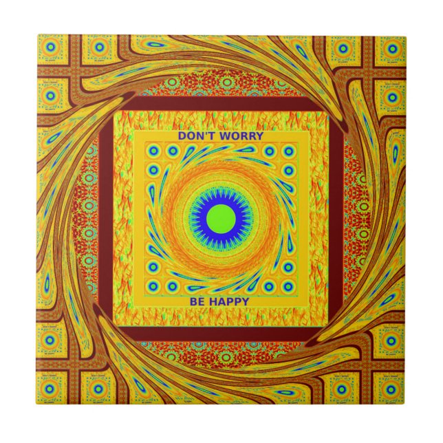 Golden Red African Traditional Colour Tile (Front)