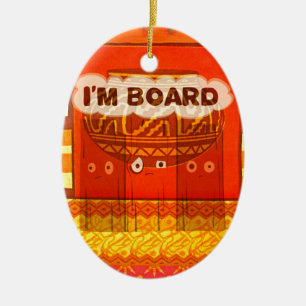 Golden Red African Traditional Colours Funny Am bo Ceramic Ornament