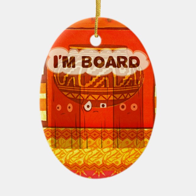 Golden Red African Traditional Colours Funny Am bo Ceramic Ornament (Front)