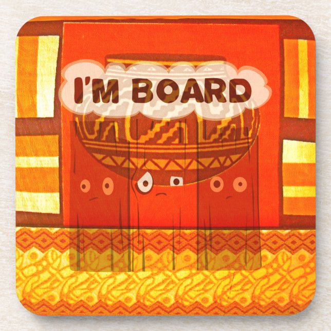 Golden Red African Traditional Colours Print Coaster (Front)