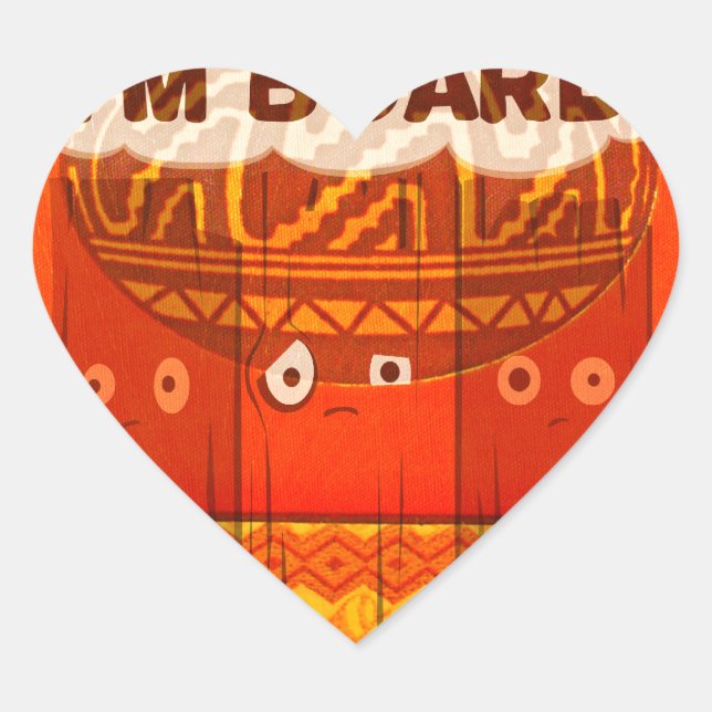 Golden Red African Traditional Colours Print Heart Sticker (Front)