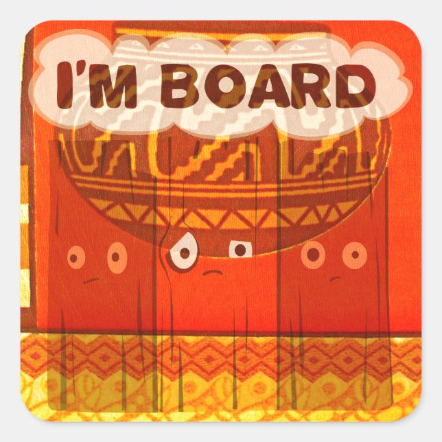 Golden Red African Traditional Colours Print Square Sticker (Front)