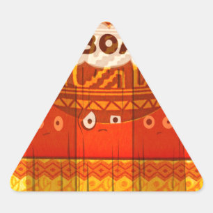 Golden Red African Traditional Colours Print Triangle Sticker