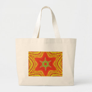 Golden red African Traditional Star design Motif Large Tote Bag