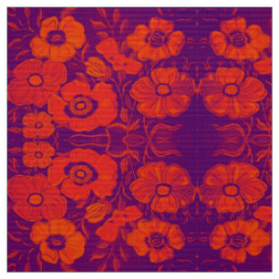 Golden Red and Purple Floral Fabric