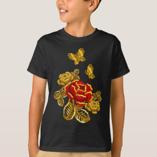 Golden Red Butterfly Flower Plant Florist Gift  T-Shirt