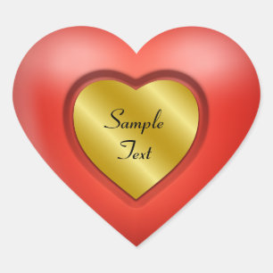 Golden Red Heart Sticker