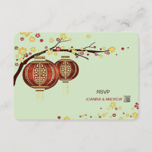 Golden Red Lanterns Cherry Tree Fu Chinese RSVP