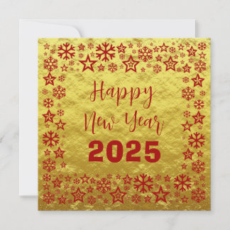 Golden red Square wish card with golden stars