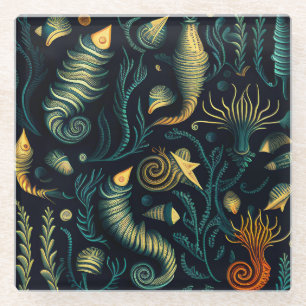 Golden Reefs Glass Coaster
