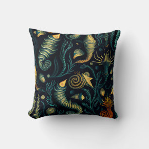Golden Reefs Throw Pillow