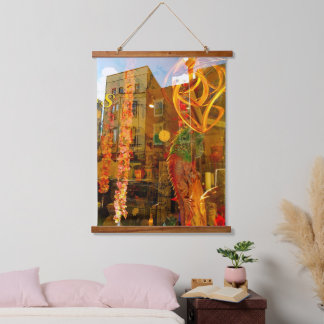 Golden reflections on the streets of philadelphia hanging tapestry