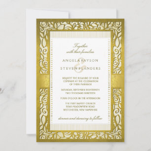Golden Regal Deco Border Wedding Invitation