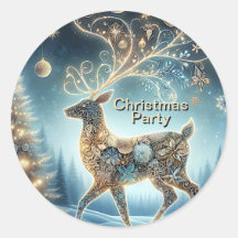 Golden Reindeer Christmas Ornaments Blue Sky