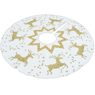 Golden Reindeer Christmas Tree Skirt