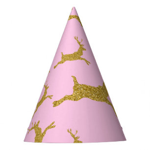 Golden Reindeer Merry Christmas Xmas Holiday Party Hat