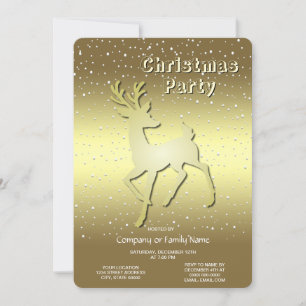 Golden Reindeer Snowy Holiday Party Invitation