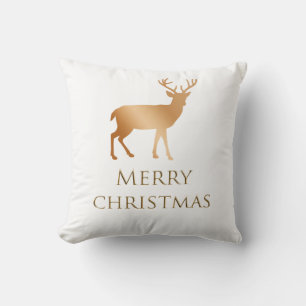 Golden Reindeer Throw Pillow