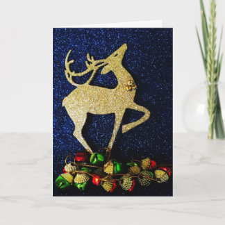 Golden Reindeer with Jingle Bells Card