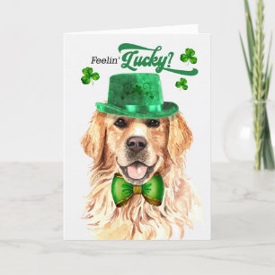 Golden Retreiver Dog Lucky St Patrick's Day Holiday Card