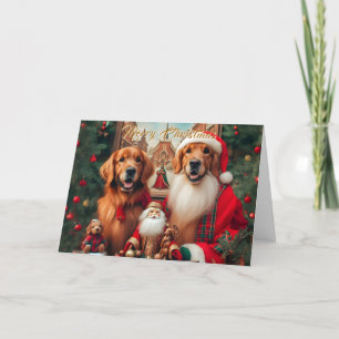 Golden Retriers Élégante carte de Noël