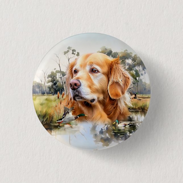 Golden Retriever 1 Inch Round Button (Front)
