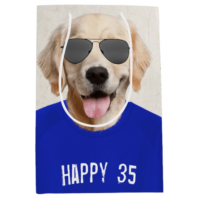 Golden Retriever 35th Birthday Medium Cadeau sac (Devant)