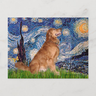 Golden Retriever 3 - Starry Night Postcard