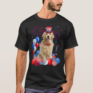 Golden Retriever 4th Of July American Flag Dog T-Shirt