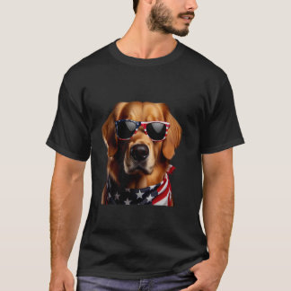 Golden Retriever 4th Of July American Incependence T-Shirt
